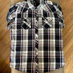 Mens ZooYork vintage button down short sleeve plaid XXL